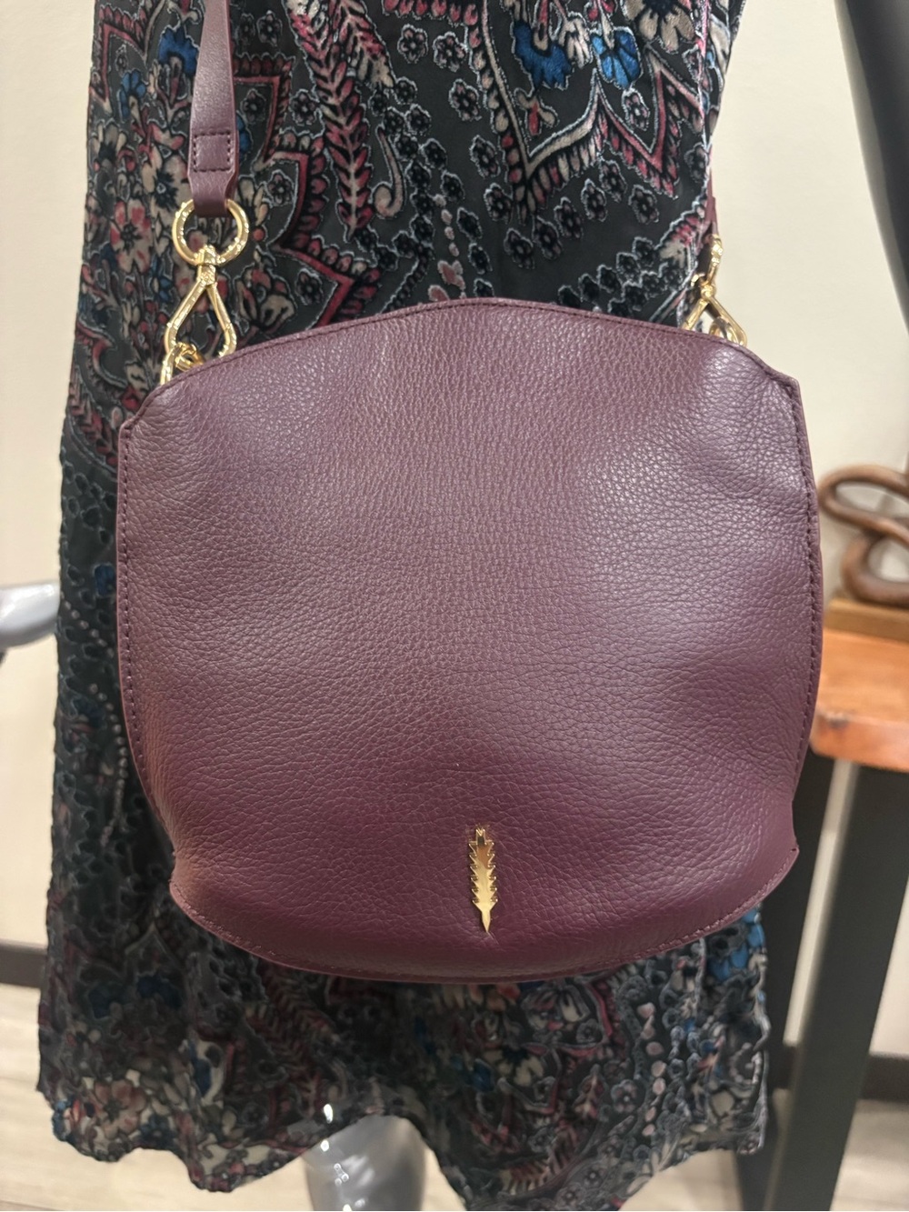Burgundy Thacker Leather Crossbody Bag